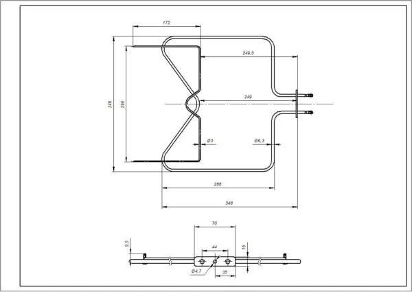 Heating element for oven (lower) WHIRLPOOL, BAUKNECH, INDESIT,orig. Heating elements for ovens