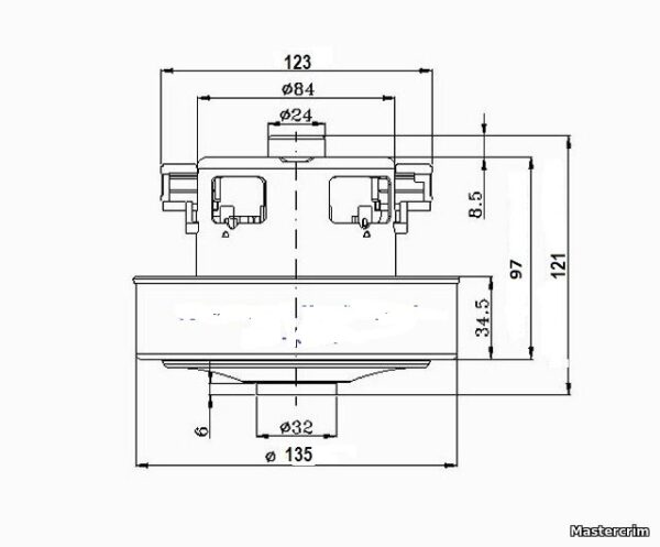 Dulkių siurblio variklis, 1800W, SAMSUNG, aukštis 120mm, Ø34xØ134mm, analogas Vacuum cleaner motors batteries battery chargers