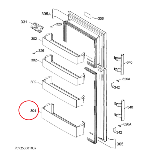 Šaldytuvo AEG, ELECTROLUX apatinė durų lentynėlė,orig. 7902, 435х110х97 мм, Holders for household refrigerators, drawers, shelves and other plastic details