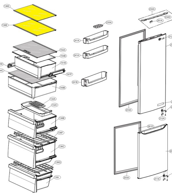 Šaldytuvo LG stiklinė lentyna,500x340mm,orig. Holders for household refrigerators, drawers, shelves and other plastic details