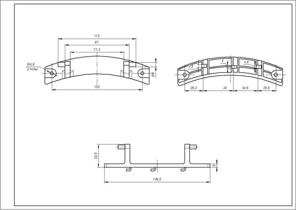 Durų vyris SAMSUNG, visas ilgis 149mm, tarp fiksavimo skylių – 129mm Washing machine door hinges