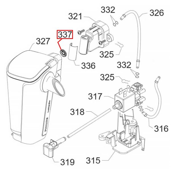 Kavos aparato DELONGHI,SAECO pieno konteinerio prijungimo tarpinė, EP2035, EP2231, EP3241, EP3243, EP3246 modeliams.1vnt Gaskets, hoses and tubes for coffee machines