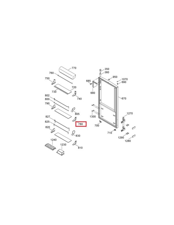 Šaldytuvo LIEBHERR lentinėlės laikiklis dešinės pusės alternatyva. Holders for household refrigerators, drawers, shelves and other plastic details