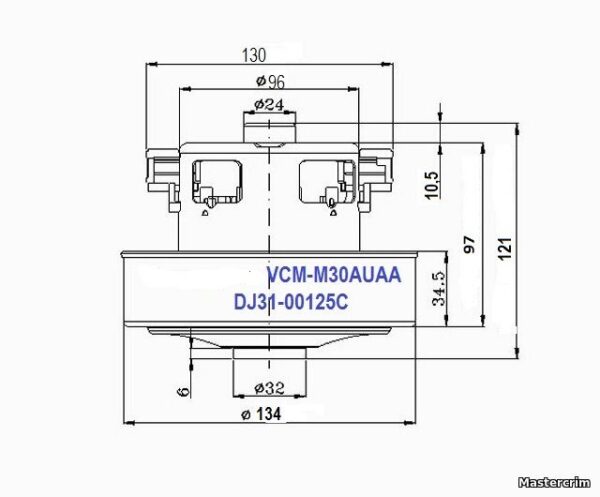 Dulkių siurblio variklis, 2200W, SAMSUNG, aukštis 123mm, Ø34xØ134mm, orig. Vacuum cleaner motors batteries battery chargers