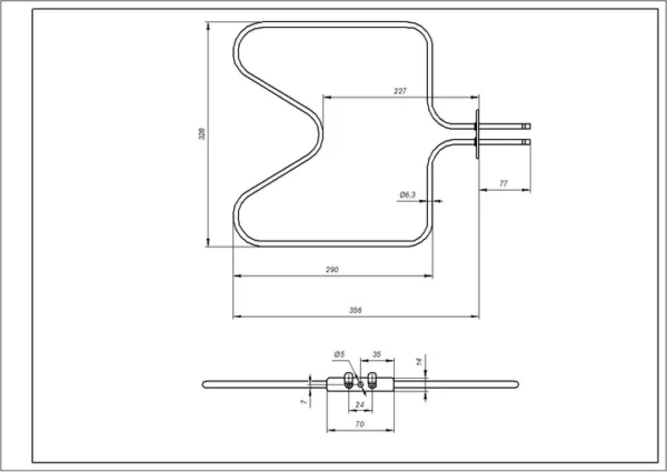 Kaitinimo elementas apatinis AEG, ELECTROLUX, ZANUSSI orkaitės Heating elements for ovens