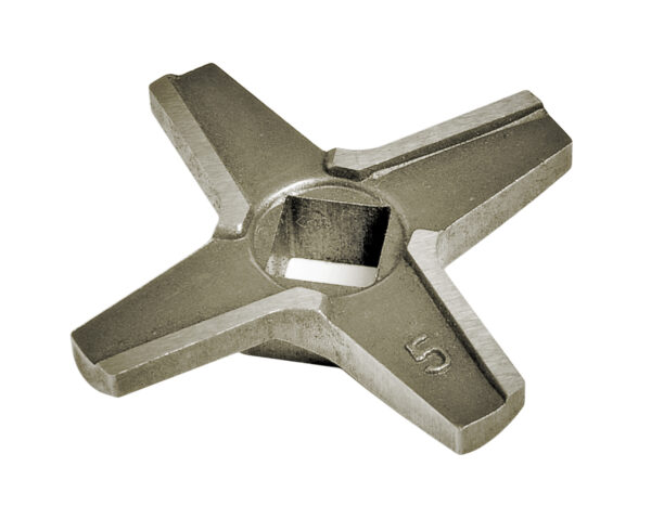 Knife for the meat grinder BOSCH, ZELMER, PHILIPS, blade on one side. Inner hole 9x9mm. Suitable for meat grinders with a 52mm diameter sieve. The length of the nozzle of the meat grinder screw on which the blade is placed – 12 mm Parts of the meat grinder