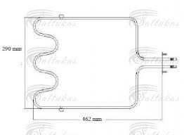 Heating element MORA, 1100W, 230V, length to can 462mm, width 290mm, cans 70x20mm Heating elements for ovens