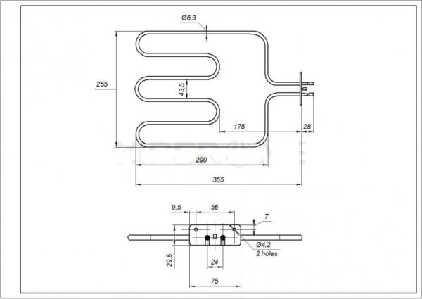 Oven heating element 1100W, 230V ARCELIK / BEKO / BLOMBERG Heating elements for ovens