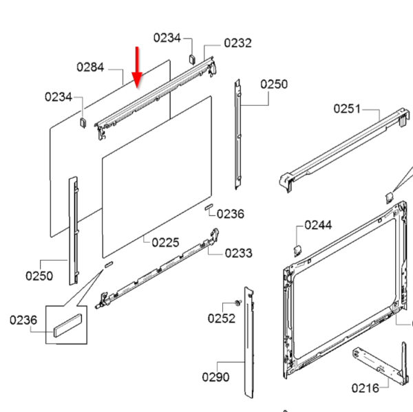 Oven BOSCH/SIEMENS inner door glass,orig. Dimensions: 41,5 x 52,5 cm,orig. Oven door glazing ,hob glassceramic surfaces