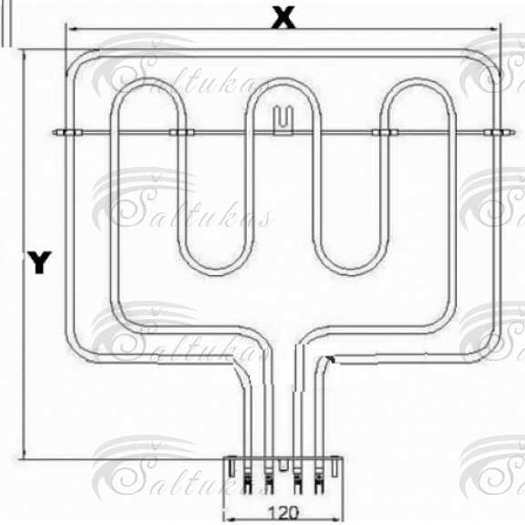 Heating element 1000+1800W (2800W), 230V, X=340mm Y=352mm, can 120x24mm Heating elements for ovens