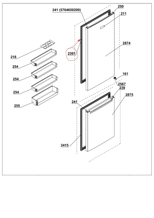 Refrigerator BEKO, BLOMBERG door gasket, upper, 525x930mm, orig. Automotive parts of refrigerated freezers for domestic industrial refrigeration equipment