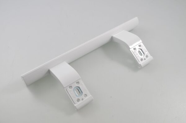 Refrigerator AEG, ELECTROLUX door handle, white, gap between mounting holes 133mm, full length 250mm, Automotive parts of refrigerated freezers for domestic industrial refrigeration equipment