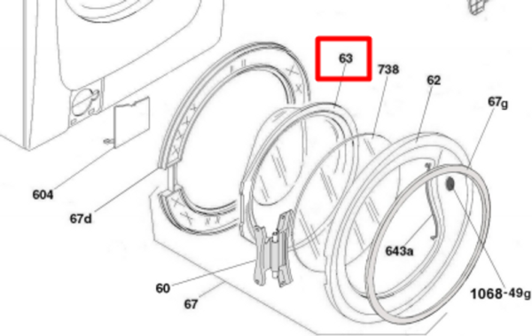 Candy/HOOVER charging door glass, orig. Charging door frames and glass for washing machines