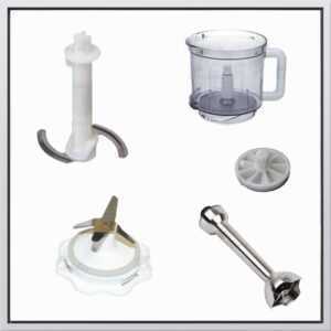 Parts of blenders, mixers, food processors, slicers, breadcrumbs and other apparatus