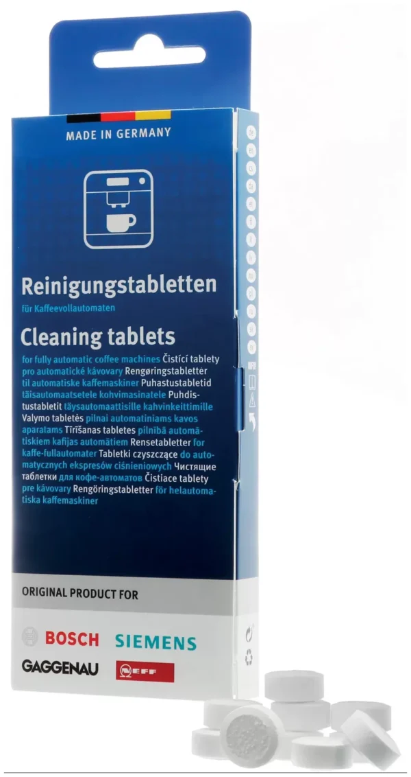 Cleaning tablets for coffee machines BOSCH, SIEMENS, 10 pcs x 2.2gr, original. Coffee machine care products,lubricants and other parts