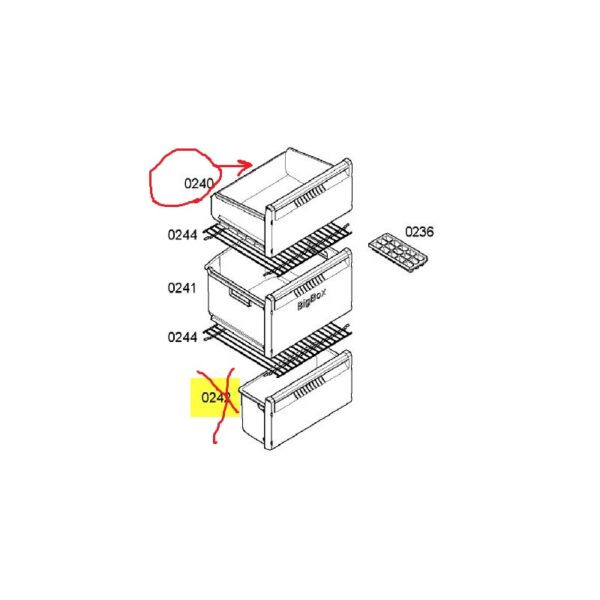 Top freezer drawer of the refrigerator BOSCH SIEMENS 434*225*327 мм Holders for household refrigerators, drawers, shelves and other plastic details