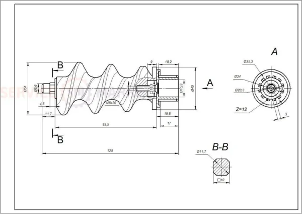 Screw for the meat grinder BOSCH, SIEMENS, ZELMER, double-sided (double-edged) NR.8 blades Parts of the meat grinder