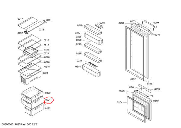 Middle drawer of the refrigerator BOSCH, SIEMENS freezer,421 x 160 x 370 mm,orig. Holders for household refrigerators, drawers, shelves and other plastic details