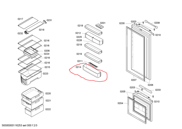 Bottom door rack of the refrigerator BOSCH SIEMENS 45.6 x 16.2 x 11 cm; 299.37 grams. Holders for household refrigerators, drawers, shelves and other plastic details