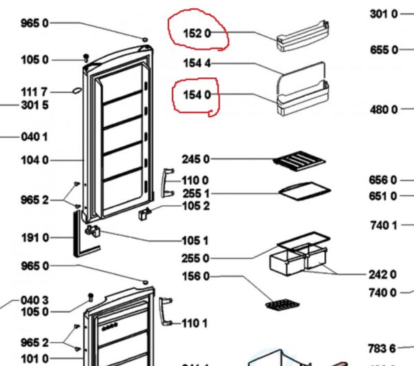 Refrigerator WHIRLPOOL, BAUKNECHT, PRIVILEG bottom door rack, with hole metal bracket, 490x110x72mm, orig. Holders for household refrigerators, drawers, shelves and other plastic details