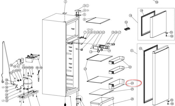 Bottom shelf of the doors of the refrigerator GORENJE,HISENSE 435x90x96mm Holders for household refrigerators, drawers, shelves and other plastic details