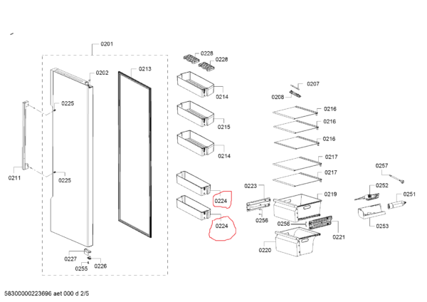 Refrigerator BOSCH/SIEMENS,NEFF bottom door shelf,orig.1pcs. Holders for household refrigerators, drawers, shelves and other plastic details