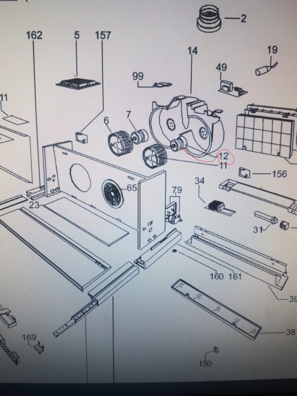 Hood ELECTROLUX / AEG engine,12poz in the scheme. Rotates clockwise Hood filters engines and other parts