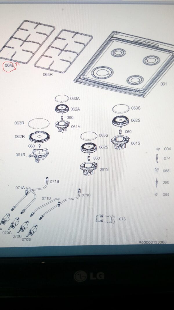 Gas hobs ELECTROLUX / AEG,ZANUSSI grill on the left side Cooker baking sheets, grills, rails, e-mail. plates and other parts