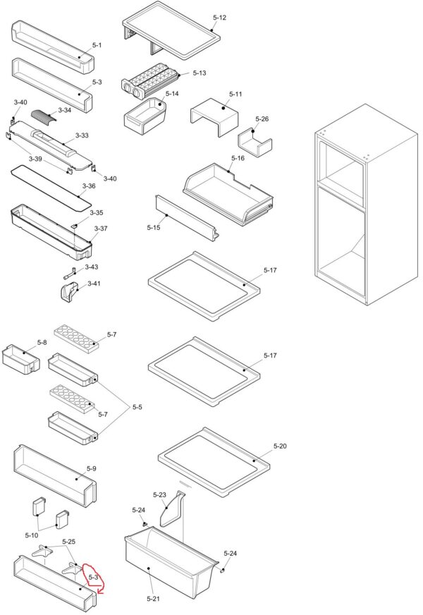 Bottom door shelf of the refrigerator SHARP Holders for household refrigerators, drawers, shelves and other plastic details