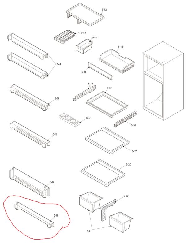 Bottom door shelf of the refrigerator SHARP Holders for household refrigerators, drawers, shelves and other plastic details