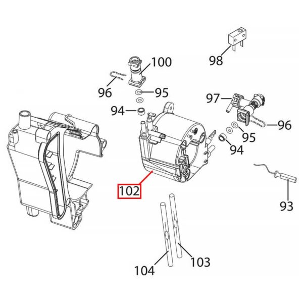 Heating element of the DELONGHI coffee machine, 1400W, 230V, orig. Heating elements of coffee machines thermoblocks