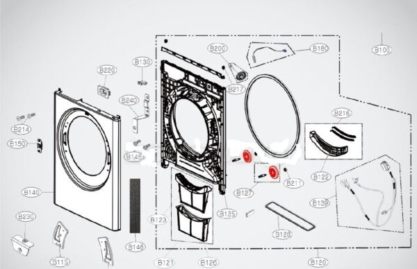 Dryers LG,SAMSUNG tank support wheels,2pcs in the kit Dryer engines, handles,door hinges,filters various other parts