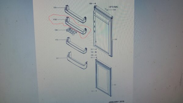 Middle door shelf of the refrigerator SHARP,VESTE Holders for household refrigerators, drawers, shelves and other plastic details