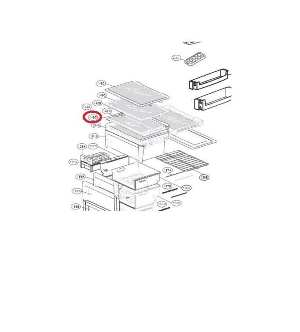 Shelf of the refrigerator LG, 595 x 400 mm Holders for household refrigerators, drawers, shelves and other plastic details