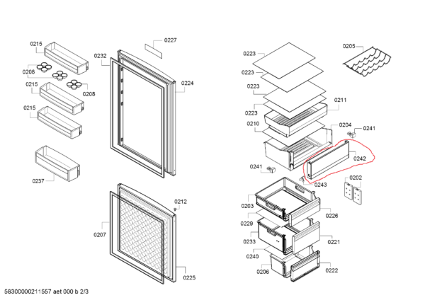 Front panel of the BOSCH/SIEMENS vegetable drawer Vita Fresh,: 550 x 163 mm,orig. Holders for household refrigerators, drawers, shelves and other plastic details