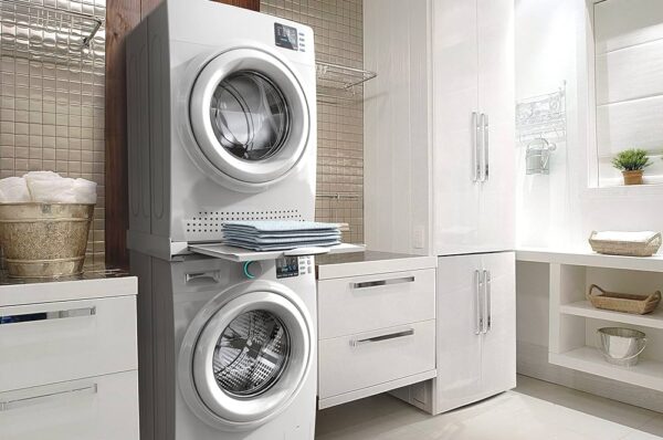 Universal washing machine and dryers LG, BEKO, BLOMBER, HANSA, SAMSUNG, BOSCH, SIEMENS, AEG, ELECTROLUX, UNIVERSAL connection frame, with retractable drawer for clothes and additional fixers (fastenings) 600x600mm,alternative Anti-vibration soles of washing machines installation frames and other parts