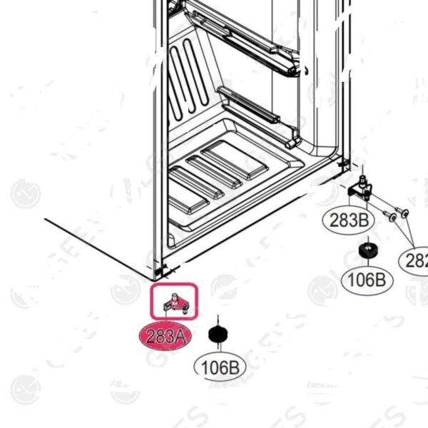 Lg refrigerator door hinge lower left Hinges for refrigerator doors façade installation kits