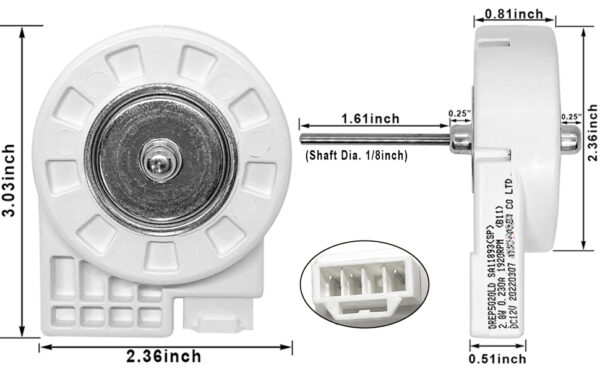 Fan SAMSUNG, 12V, 2.6W (3.21W), 2700rpm, alternative No Frost fan motors for refrigerators