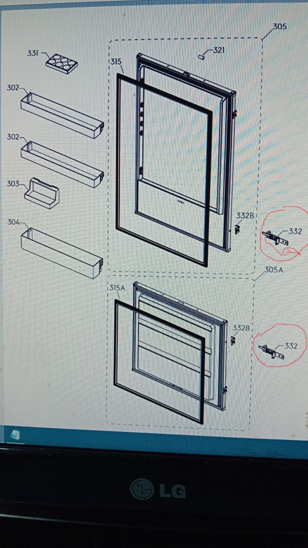 Installation kit of the refrigerator ELECTROLUX / AEG Hinges for refrigerator doors façade installation kits