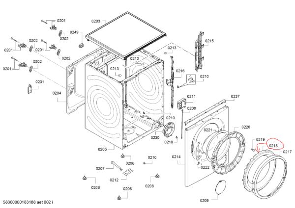 The front part of the frame of the BOSCH/SIEMENS washing machine Charging door frames and glass for washing machines