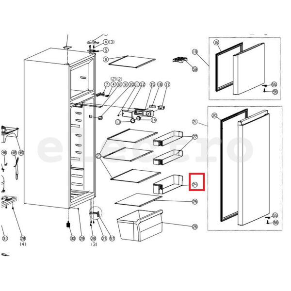 Šaldytuvo HISENSE/GORENJE,AMICA apatinė durų lentynėlė, 440X96X90 mm,orig.LOWER COVER PART B05111597 I46 Holders for household refrigerators, drawers, shelves and other plastic details