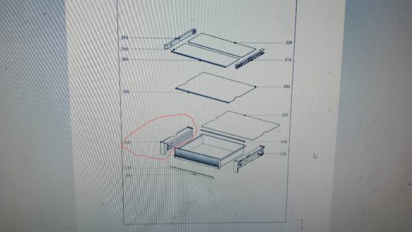 Šaldytuvo LIEBHERR kairys laikiklis. HOLDER LEFT VARIOSAFE K2 Holders for household refrigerators, drawers, shelves and other plastic details