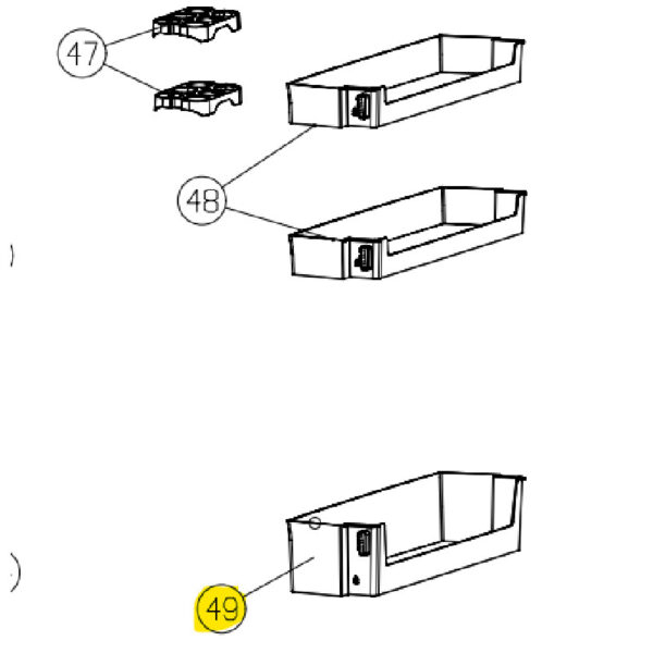 Šaldytuvo HISENSE apatinė durų lentynėlė Holders for household refrigerators, drawers, shelves and other plastic details