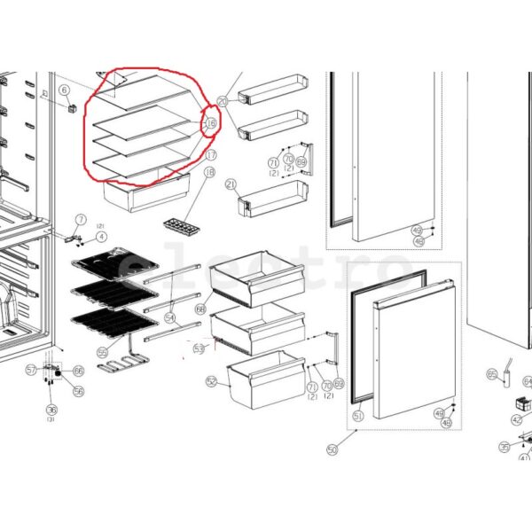 Šaldytuvo HISENSE/GORENJE,AMICA lentyna,1vnt, orig. Holders for household refrigerators, drawers, shelves and other plastic details