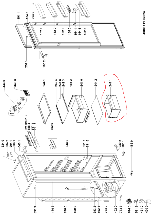 Šaldytuvo IKEA,WHIRLPOOL/INDESIT apatinis daržovių stalčius,435x205x260mm,orig. Holders for household refrigerators, drawers, shelves and other plastic details