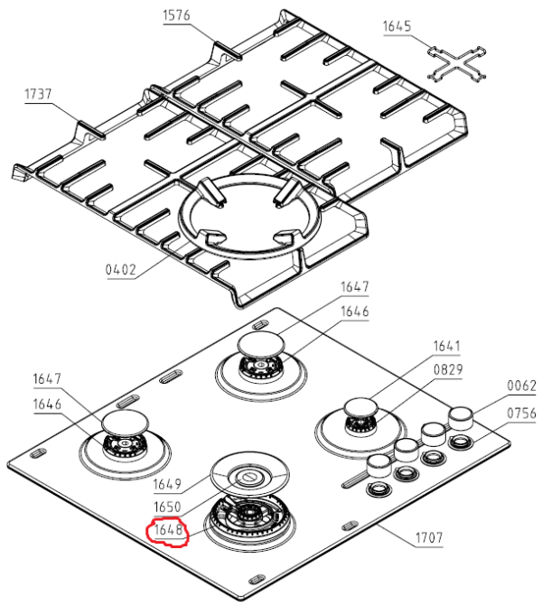 Dujinės viryklės HISENSE/GORENJE degiklis. BURNER CROWN DCC SABAF D3868 Gas stove burners