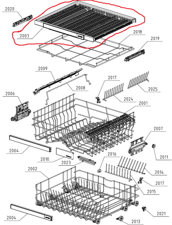 Indaplovės HISENSE/GORENJE viršutinis krepšys. TOP BASKET NO LOGO 7024 - Image 2