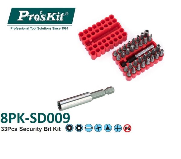 ProsKit Proskit 8PK-SD009, 33 dalių 33 colių atsuktuvų rinkinys, atsuktuvų antgalių rinkinys Torx Hex Tools and other equipment