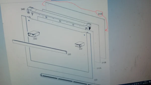 Orkaitės AEG, ELECTROLUX, ZANUSSI, FAURE vidinis durų stiklas, 489x402mm, be pirolizės funkcijos, orig. - Image 3