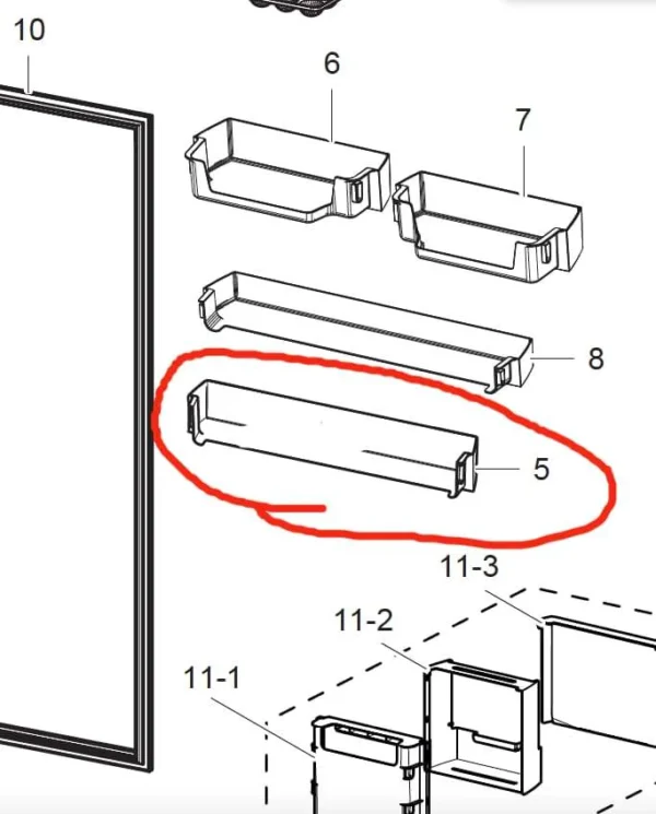 Šaldytuvo SAMSUNG durų lentynėlė 495x130mm (apatinė, buteliams),orig. - Image 10